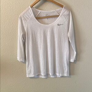 Nike White 3/4 Sleeve Relaxed T-Shirt